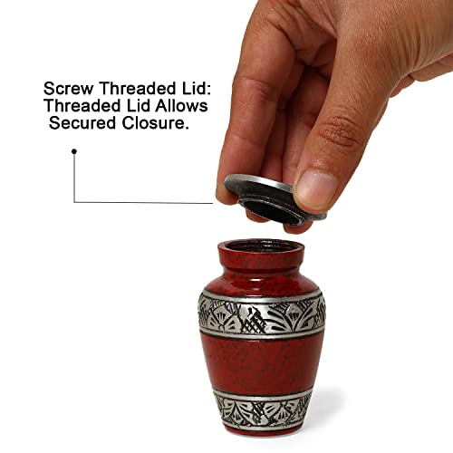 Small Urns for Human Ashes of Adult Male Female | Set of 4 Red Keepsake Vials for Funeral Remains with A Paper Funnel 4 Velvet Bags and A Beautiful Gift Box | Keepsakes and Urns - color: Red