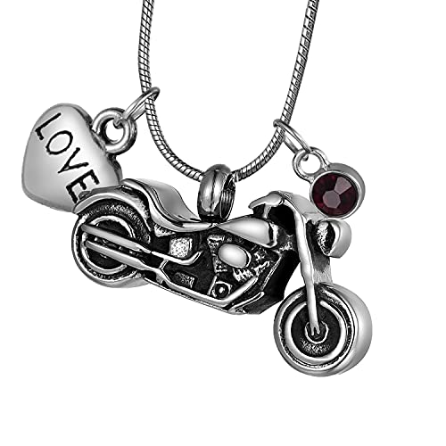 COCO Park Engraved Motorcycle Cremation Jewelry Punk Stainless Steel Ash Urn Memorial Pendant Necklace Keepsake - color: Style 1 (Engraving)