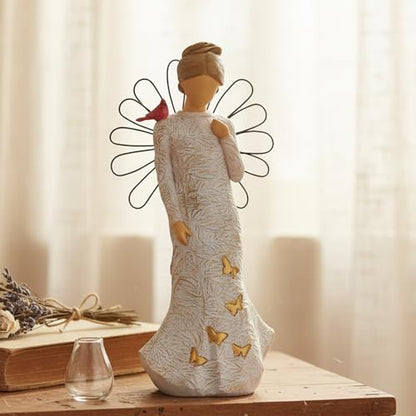 Sympathy Angel Figurines for Loss of Loved Ones Angel Statues | Home Decor Serenity Prayer Gifts for Women Resin Sculpted Hand-Painted Figure Bereavement Gift Praying Hands Statue - style: Sympathy Angle( Cardinal Style)
