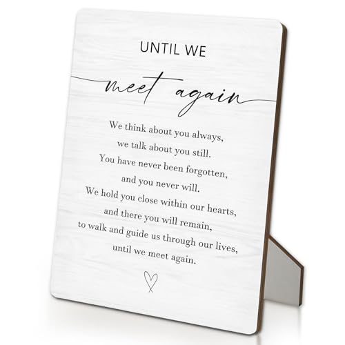 Wedding Memorial Sign 5"X7", Until We Meet Again In Loving Memory Wooden Stand Sign, Wedding Table Decorations for Ceremony and Reception (5x7 Inch) - color: Until We Meet Again, size: 5"X7"