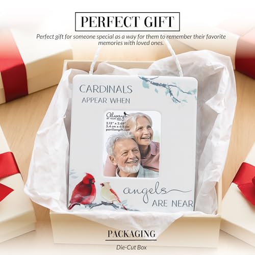 Pavilion Gift Company - Cardinals Appear - 3.5" Ceramic Picture Photo Frame Grief Memorial Remembrance Loss Bereavement Home Desk Decor