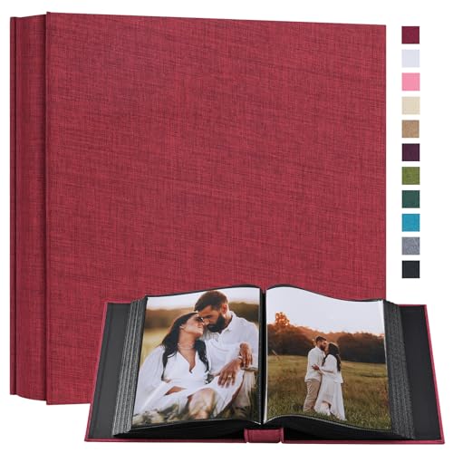potricher Small 8x10 Photo Album, 160 Pockets, Linen Cover, Red - color: Red