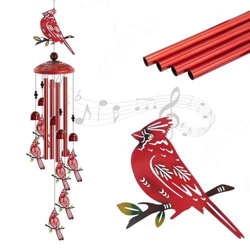 Cardinal Wind Chimes for Outside, 35'' Metal Cardinal WindChimes | Gifts for Women/Men, Decoration for Outdoor, Home, Garden, Patio, Backyard Christmas Gift for Women - size: 35"-Cardinal