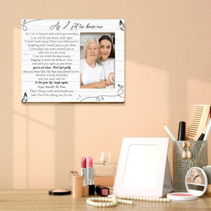 JANLAN Memorial Gifts for Loss of Loved One,Memorial Picture Frame,Bereavement Gift Sympathy Gifts Remembrance Gift for Loss of Mom Dad Wife Husband,As I Sit in Heaven Photo Frame - style: Loss of Loved One-1