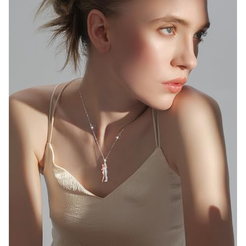 FLYOW S925 Sterling Silver Best Friend Couple Pendant Friendship Sun Moon Lotus Yin Yang Matching Bff Necklace for Women Jewelry - style: Hug Cut Facet-rose gold