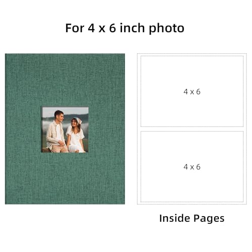 4x6 Slip In Photo Album Holds 200 Pockets Cloth Cover Dark Green | DIY cover window, Acid free pages, PVC free pockets, Family Travel Wedding, Gift ready - color: Dark Green, size: 200 Pockets