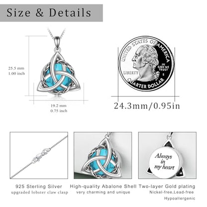 WINNICACA Celtic Knot Necklace 925 Sterling Silver Celtic Pendant Irish Urn Necklace Jewelry Birthday Anniversary Valentine's Day Gifts for Her Women Wife Girlfriend Daughter - style: 2-Celtic Knot Urn Necklace(Turquoise)