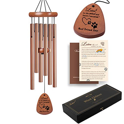 VENBEEL Pet Memorial Gifts for Dogs, 28" Dog Memorial Wind Chime, Pet Loss Sympathy Gift, Loss of Dog Remembrance Condolences Passing Away Gift - color: A-water-gold