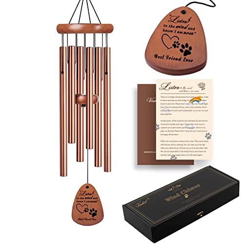 VENBEEL Pet Memorial Gifts for Dogs, 28" Dog Memorial Wind Chime, Pet Loss Sympathy Gift, Loss of Dog Remembrance Condolences Passing Away Gift - color: A-water-gold