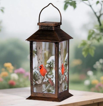 Solar Cardinal Lanterns Outdoor, Waterproof LED Hanging/Tabletop Lights for Patio, Yard, Pathway, Garden Decor