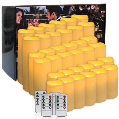 fclayvts 36-Pack LED Flameless Candles with Remote Control - Perfect for Home, Parties, and Special Occasions - Create a Magical Ambiance Effortlessly(Three Sizes) - size: 36-Pack