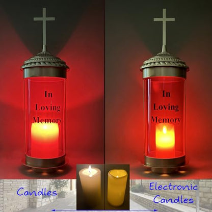 Generic Cemetery Decorations Lantern Light Memorial Candles for Loss of Loved Ones with Cross Decorations for Grave with Long Ground Stakes