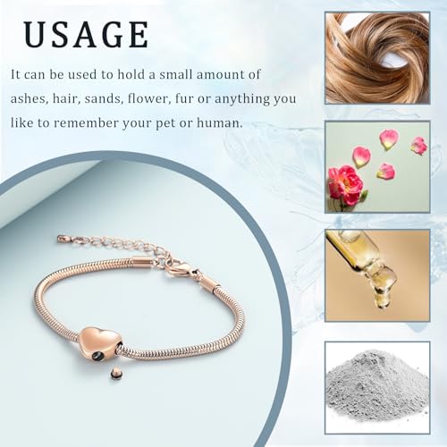 Imrsanl Heart Urn Bracelet for Ashes Cremation Jewelry for Women - color: Black