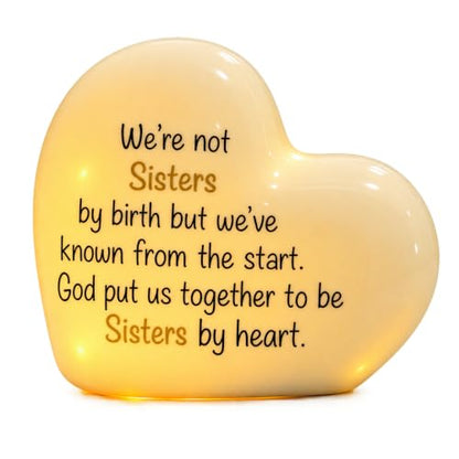 ADAVAS.Y&G Sisters by Heart Ceramic LED Heart Light – Inspirational Christian Gift, Scripture Friendship Love Night Light Décor - color: Sister