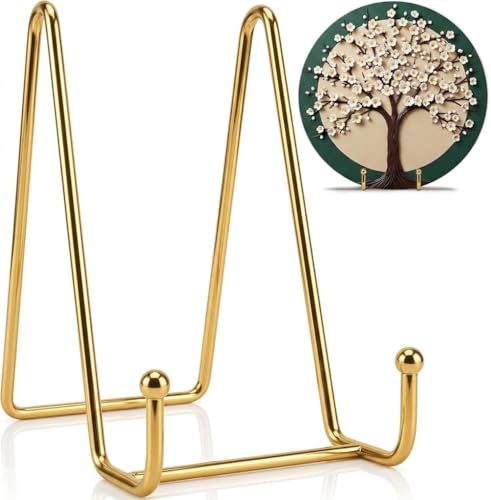 Plate Stands for Display, 2 Pack 6 Inch Gold Metal Easel - color: Gold, size: 2 Pack 6 Inches