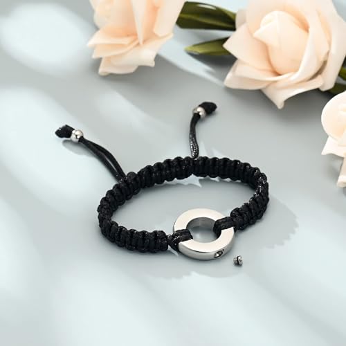Circle of Life Urn Braided Bracelet for Ashes for Women Men | stainless steel urn bracelet,adjustable,cremation jewelry,holds pet & human ashes,memorial gift,leak-proof sealed,engraved - color: Silver