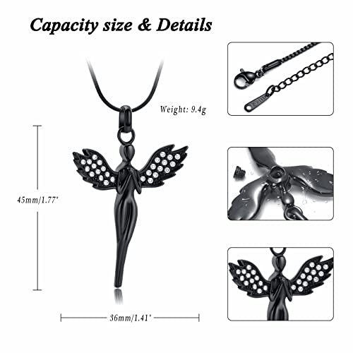 Cremation Jewelry with Angel Lady Stainless Steel Urn Necklace Pendant Memorial Ashes Keepsake for Women Girls, Filling Kit Included - color: Customize