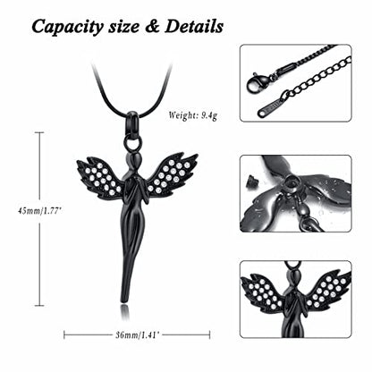 Cremation Jewelry with Angel Lady Stainless Steel Urn Necklace Pendant Memorial Ashes Keepsake for Women Girls, Filling Kit Included - color: Customize