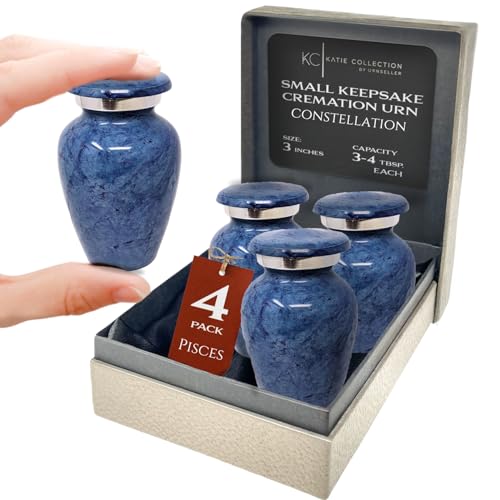 4 Pack Small Cremation Urn for Human Ashes Keepsake | Miniature Little Memorial for Ashes | Personal Cremation Keepsake | Mini Ash Holder | Elegant Tribute for Loved Ones | TSA Travel Compliant Blue - color: 4 Light Blue