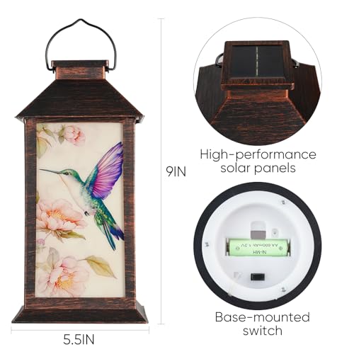 Homemory Solar Hanging Lanterns Outdoor Waterproof Hummingbird LED Lights - style: Hummingbird