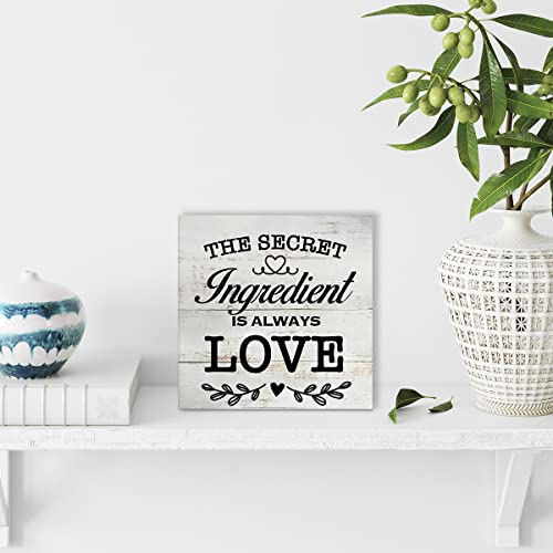 Secret Ingredient Is Always Love Kitchen Quote Wood Box Sign - color: white