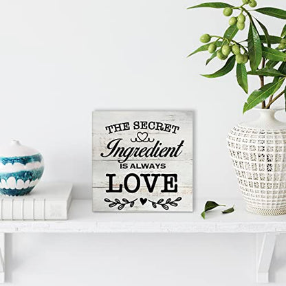 Secret Ingredient Is Always Love Kitchen Quote Wood Box Sign - color: white