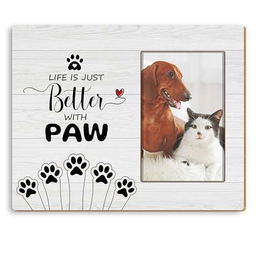 Pet 4x6 Picture Frame, Dog Cat Lover Gifts for Women Men, Pet Lovers Owners Gifts, Life Is Better with Paw Picture Photo Frames for Desk Tabletop Wall Decoration - color: Pet Paw