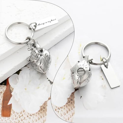 XSMZB Heart Cremation Jewelry Ashes Pendant for Human Pet Funeral Urn Necklace for Ashes Women Men Memorial Urn Jewelry - color: Silver Keychain