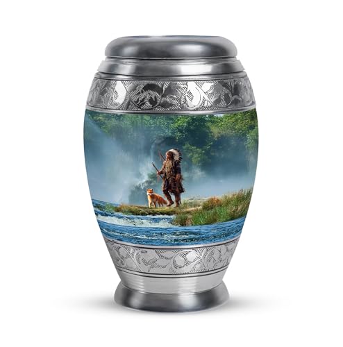 Native American Keepsake for Ashes Men - Blue Cremation Urns for Ashes Adult Male and Female - Small Deer Urn for Husband and Wife Remains 3 Inch - Keepsake Urns for Brother & Sister - color: Native American-3, size: 3-inch
