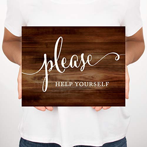 Andaz Press Wedding Party Signs, Rustic Wood Print, 8.5x11-inch, Please Help Yourself Reception Dessert Table Sign, 1-Pack, Unframed - color: Food Please Help Yourself