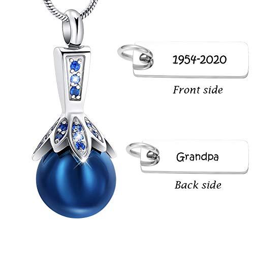 Memorial Jewelry Pearl Urn Necklace - Cremation Ashes Holder Keepsake for Women - color: Customize