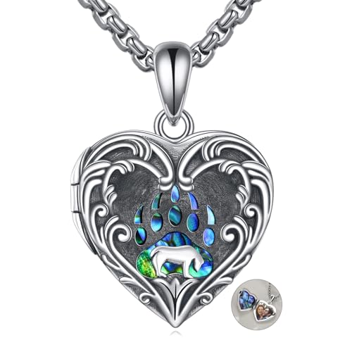Personalized Heart Locket Necklace 925 Sterling Silver That Holds Pictures Photo Keep Someone Near to You Custom Lockets Necklaces Letters Engraving for His Her - style: Bear locket only