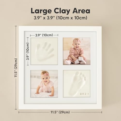 KeaBabies Baby Hand and Footprint Kit, Baby Footprint Kit (Alpine White) | Clay Handprint Keepsake Frame, Pets Paw, Newborn Collage Picture Frame, Personalized New Mom Gifts for Showers & Registry - color: Alpine White