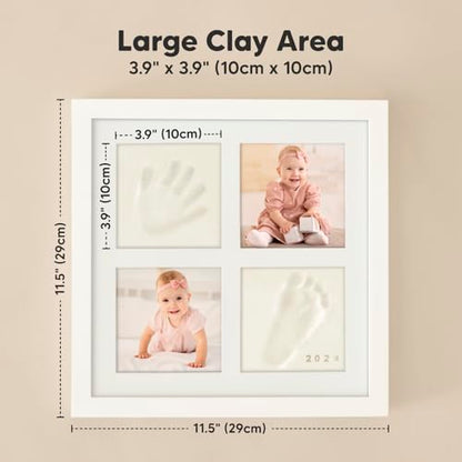 KeaBabies Baby Hand and Footprint Kit, Baby Footprint Kit (Alpine White) | Clay Handprint Keepsake Frame, Pets Paw, Newborn Collage Picture Frame, Personalized New Mom Gifts for Showers & Registry - color: Alpine White