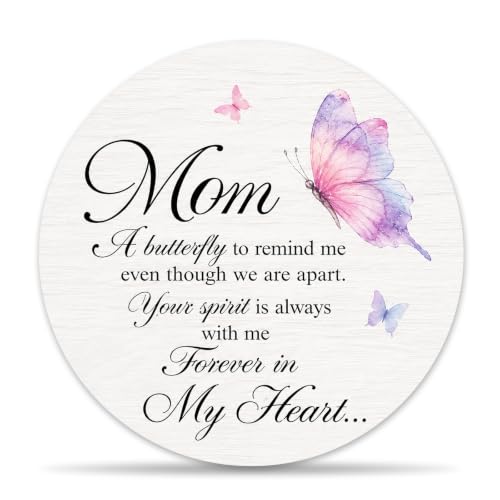 Sympathy Gifts for Loss of Mother, Memorial Wooden Plaque for Home Office Desk Wall Decor, 8 Inch Butterfly Bereavement Gifts for Men Women Grandma Mom -C07 - color: Purple Butterfly