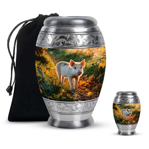Pig Large Urns for Human Ashes - Green Small Urns for Ashes Adult Male and Female - Keepsake Urn for Daughter and Son - Travel Urn for Mom and Dad 3 Inch, 10 Inch Set - color: Pig-1, size: Combo-1