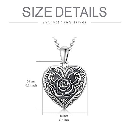 SOULMEET Sunflower/Rose/Daisy Heart Locket Necklace That Holds Pictures Keep Someone Near to You Sterling Silver/Gold Personalized Photo Locket Gift - style: A-Rose locket+photo