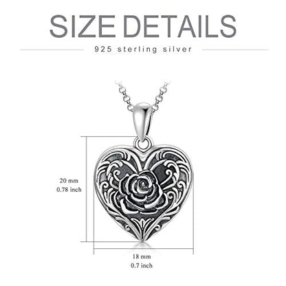 SOULMEET Sunflower/Rose/Daisy Heart Locket Necklace That Holds Pictures Keep Someone Near to You Sterling Silver/Gold Personalized Photo Locket Gift - style: A-Rose locket+photo
