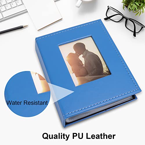 Vienrose Small Photo Album 4x6 Holds 52 Photos, 2 Pack Mini Leather Photo Album with Cover Window, Acid-Free Baby Picture Album for Wedding, Family, Travel & Gift Keepsake, Blue - color: Blue, size: 26 Pockets