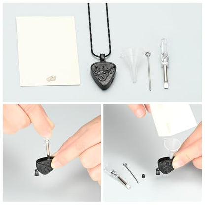 Imrsanl Guitar Pick Cremation Urn Necklace for Ashes - color: Black-Guitar Pick