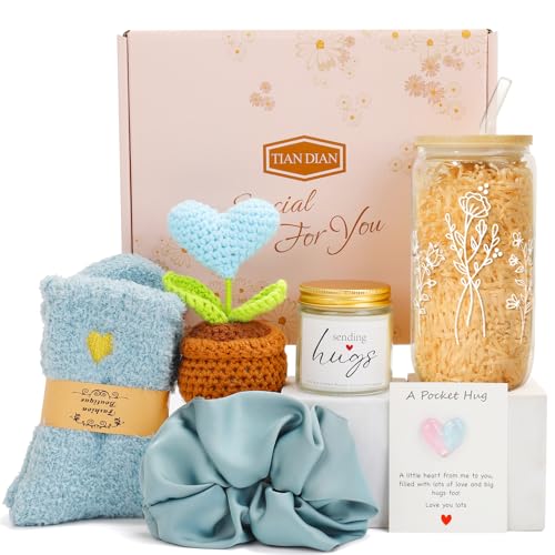 Get Well Soon Gift Baskets for Women After Surgery, Care Package, Sympathy Gift Baskets, thinking of you gifts, Encouragement, Surgery Recovery gifts For Mom Her Friend Sister Wife - color: Blue