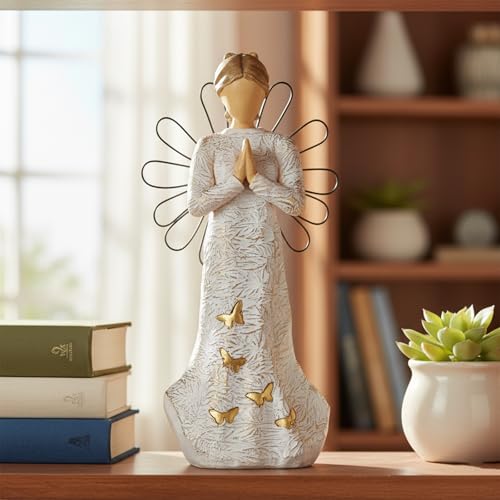 Sympathy Angel Figurines for Loss of Loved Ones Angel Statues | Home Decor Serenity Prayer Gifts for Women Resin Sculpted Hand-Painted Figure Bereavement Gift Praying Hands Statue - style: Sympathy Angle( Standing Style)