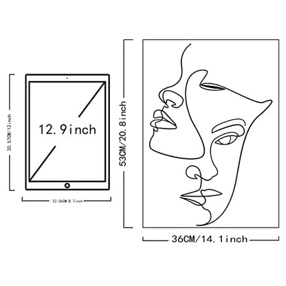 SUPERDANT Figure PVC Wall Sticker Line Abstract Woman Face Line Wall Decals Lovers DIY Vinyl Wallpaper Art for Living Room Bedroom Bathroom Home Decoration Artistic Creation Gifts Black 21x14in - style: Figure