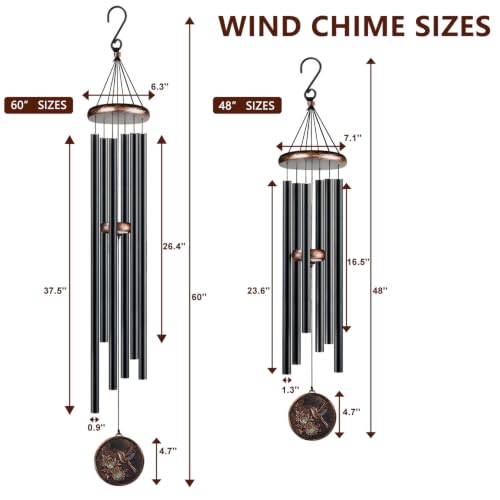 60” Large Wind Chimes for Outside, Deep Tone Hummingbird Decor - size: 60" Hummingbird