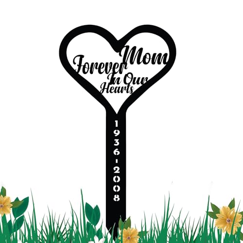 Custom Metal Heart Cross Sign, Personalized Forever in our Hearts Memorial Stake for Outdoor, Customized Cemetery Decoration, Metal Memorial Plaque Loss of Loved One, Grave Maker for Remembrance - color: Crossdesign_8