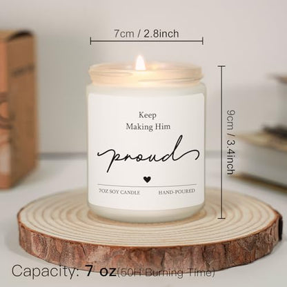 Sympathy Gifts for Loss of Loved One, 7OZ Lavender Scent Soy Wax Candle - style: Keep Making Him Proud