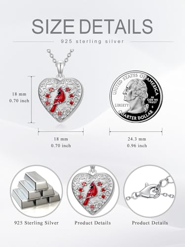 Dorunmo Personalized Locket Necklace 925 Sterling Silver that Holds Pictures Butterfly Birthstone Photo Heart Locket Custom Jewelry Congratulations New Beginnings New Job Gifts for Women - color: Cardinal, style: Personalized Photo
