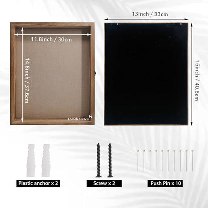 Shadow Box Frame 13x16, Wood Display Boxes with Linen Back - color: Wood, size: 13*16