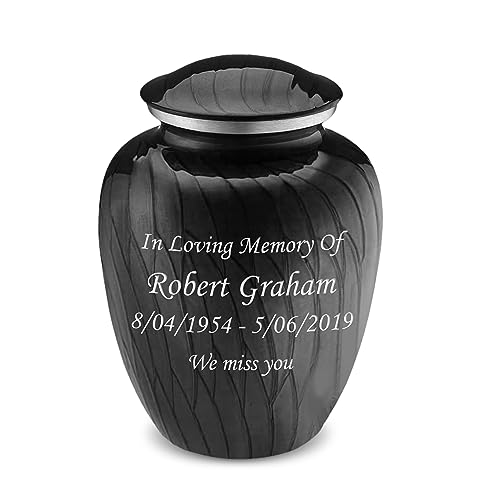 Geturns Embrace Adult Personalized Cremation Urns for Human Ashes I Large Pearl Black Funeral Urn for Men and Women I 200 lbs - color: Pearl Black