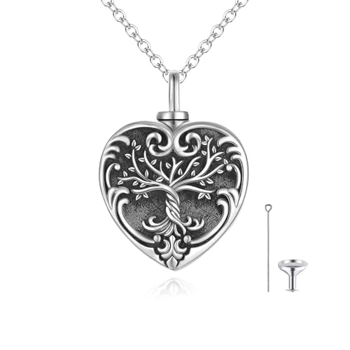Flower Cute Animal Sterling Silver Pendant Urn Ashes Necklace for Women BF0709 - color: Heart *Tree Life 1